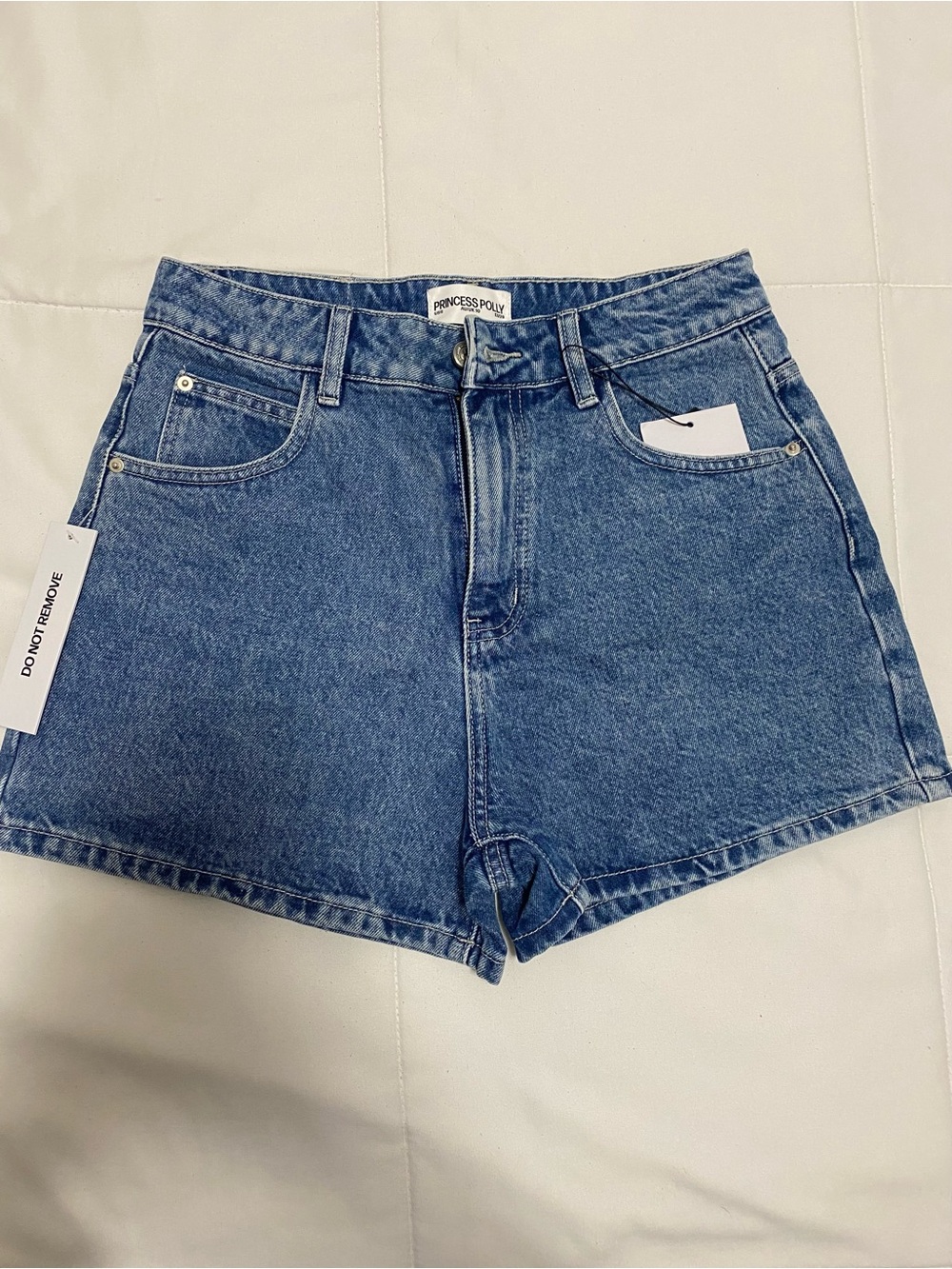Princess Polly High-Waist Denim Shorts in Blue